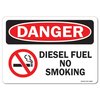 Signmission OSHA Danger Decal, Diesel Fuel No Smoking W/ Graphic, 24in X 18in Decal, 18" W, 24" L, Landscape OS-DS-D-1824-L-19325